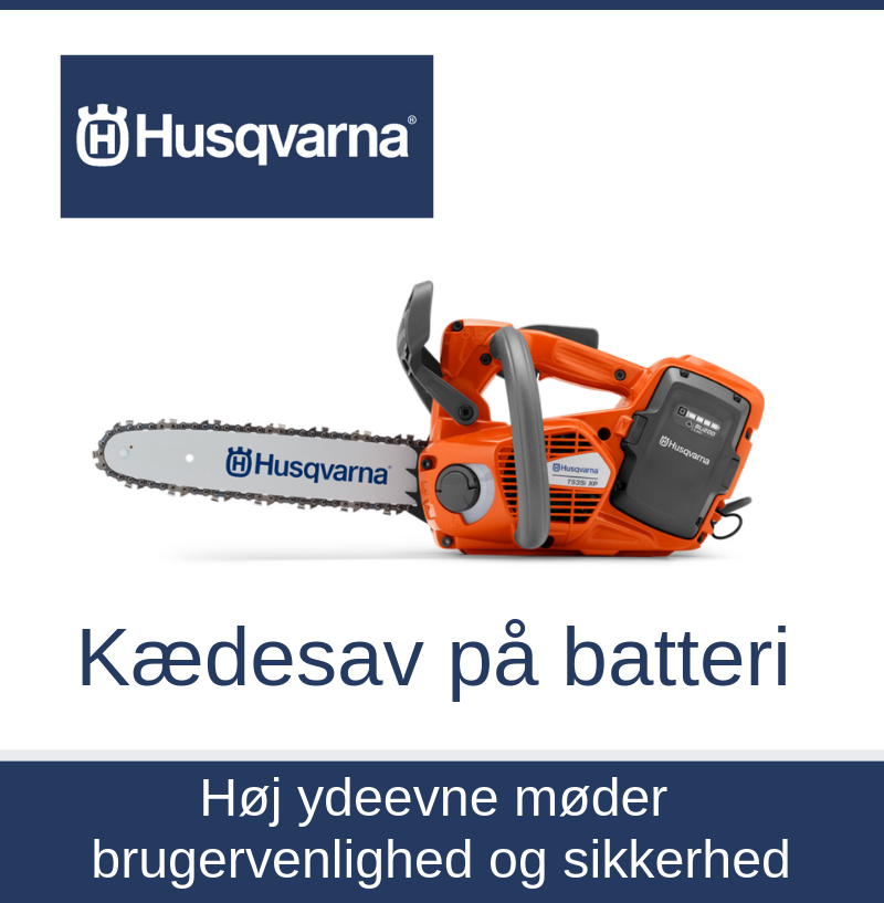 på batteri fra Husqvarna hos Aabybro Skov og Havebrugsmaskiner i Jammerbugt. Handl-Lokalt.dk
